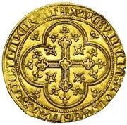 Gold Écu "Chaise d'Or" - John III in name of Louis IV of Bavaria, Belgium, 1338-1347 reverse image