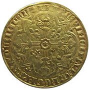 Agnel "Mouton d'Or" - Joanna and Wenceslas, Belgium, 1357-1371 reverse image