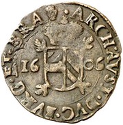2 Deniers - Albert and Isabella, Belgium, 1606-1616 reverse image