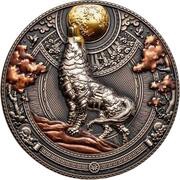 5 Dollars - Charles III Metal Wolf, Niue, 2023 reverse image
