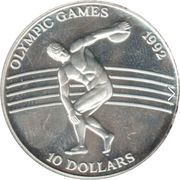 10 Dollars - Elizabeth II Disc Thrower, Niue, 1991 reverse image