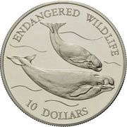 10 Dollars - Elizabeth II Whales, Niue, 1992 reverse image