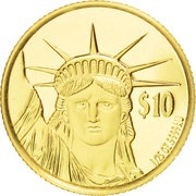 10 Dollars - Elizabeth II Statue of Liberty, Niue, 1997 reverse image