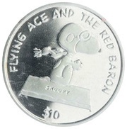 10 Dollars - Elizabeth II Snoopy as an Ace, Niue, 2001 reverse image