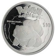10 Dollars - Elizabeth II Bulbasaur, Niue, 2001 reverse image