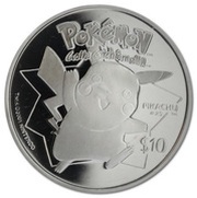 10 Dollars - Elizabeth II Pikachu, Niue, 2001 reverse image