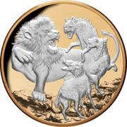 10 Dollars - Elizabeth II Lion vs. Hyenas, Niue, 2022 reverse image
