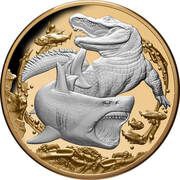 10 Dollars - Elizabeth II Shark vs. Crocodile, Niue, 2022 reverse image