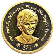 20 Dollars - Elizabeth II Diana: Princess of Wales, Niue, 1997 reverse image