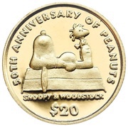 20 Dollars - Elizabeth II Peanuts, Niue, 2000 reverse image