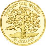 25 Dollars - Elizabeth II Protect our World, Niue, 1996 reverse image