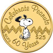 25 Dollars - Elizabeth II Snoopy, Niue, 2010 reverse image