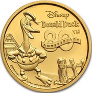 25 Dollars - Elizabeth II Donald Duck: 80th Anniversary, Niue, 2014 reverse image