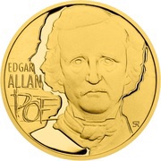 25 Dollars - Elizabeth II Edgar Allan Poe, Niue, 2019 reverse image