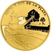 25 Dollars - Elizabeth II Battle of the River Plate, Niue, 2021 reverse image