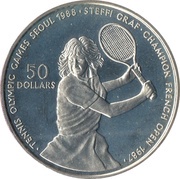 50 Dollars - Elizabeth II Steffi Graf, Niue, 1987 reverse image