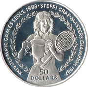 50 Dollars - Elizabeth II Steffi Graf, Niue, 1988 reverse image