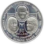 50 Dollars - Elizabeth II Tennis Champions, Niue, 1988 reverse image