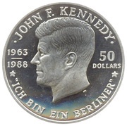 50 Dollars - Elizabeth II Death of John F. Kennedy, Niue, 1988 reverse image