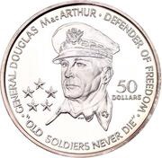50 Dollars - Elizabeth II Douglas MacArthur, Niue, 1989 reverse image