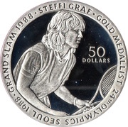 50 Dollars - Elizabeth II Seoul Olympics games, Niue, 1989 reverse image