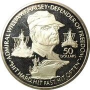 50 Dollars - Elizabeth II Admiral Halsey, Niue, 1990 reverse image