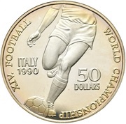 50 Dollars - Elizabeth II Soccer World Championship, Niue, 1990 reverse image