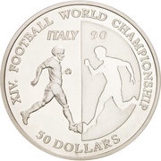 50 Dollars - Elizabeth II 1990 Soccer World Championship, Niue, 1990 reverse image