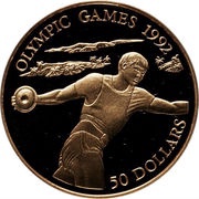 50 Dollars - Elizabeth II 1992 Olympics, Niue, 1992 reverse image