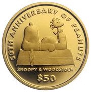 50 Dollars - Elizabeth II Peanuts, Niue, 2000 reverse image