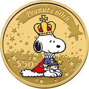 50 Dollars - Elizabeth II King Snoopy, Niue, 2010 reverse image