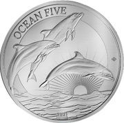 50 Dollars - Elizabeth II Bottlenose Dolphins, Niue, 2021 reverse image