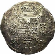 1 Daalder - Philip II with Portugal shield; Brussels, Belgium, 1592 reverse image