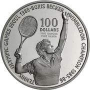 100 Dollars - Elizabeth II Boris Becker, Niue, 1987 reverse image