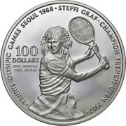100 Dollars - Elizabeth II Steffi Graf, Niue, 1987 reverse image