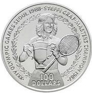 100 Dollars - Elizabeth II Steffi Graf, Niue, 1988 reverse image