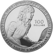 100 Dollars - Elizabeth II Steffi Graf, Niue, 1989 reverse image
