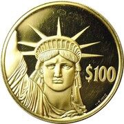 100 Dollars - Elizabeth II Statue of Liberty, Niue, 1997 reverse image
