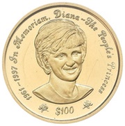 100 Dollars - Elizabeth II Diana, The People's Princess, Niue, 1997 reverse image