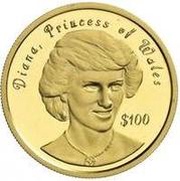 100 Dollars - Elizabeth II Princess of Wales, Niue, 1997 reverse image