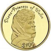 100 Dollars - Elizabeth II Princess of Wales, Niue, 1997 reverse image