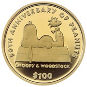 100 Dollars - Elizabeth II Peanuts, Niue, 2000 reverse image