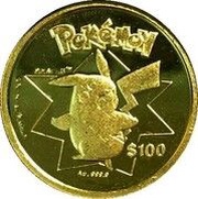 100 Dollars - Elizabeth II Pikachu, Niue, 2002 reverse image