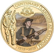 100 Dollars - Elizabeth II Landing at Gallipoli, Niue, 2015 reverse image