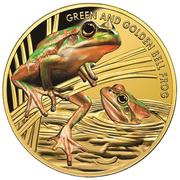 100 Dollars - Elizabeth II Green and Golden Bell Frog, Niue, 2017 reverse image