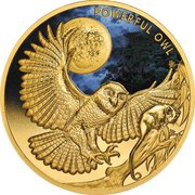100 Dollars - Elizabeth II Powerful Owl, Niue, 2018 reverse image