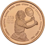 250 Dollars - Elizabeth II Steffi Graf, Niue, 1987 reverse image
