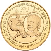 250 Dollars - Elizabeth II Franz Beckenbauer, Niue, 1988 reverse image