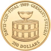 250 Dollars - Elizabeth II Davis Cup, Niue, 1989 reverse image