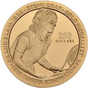250 Dollars - Elizabeth II Steffi Graf, Niue, 1989 reverse image
